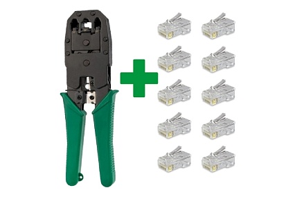 Обжимные клещи ViaSpring в комплекте с коннекторами RJ-45 (10 штук) VLTRJ45SET