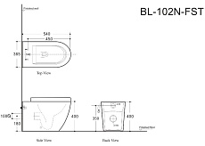 Приставной унитаз Rimless Cetus BL-102N-FST