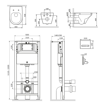 Подвесной унитаз Am.Pm Inspire IS450A38.501700 с сиденьем микролифт, инсталляцией и черной клавишей