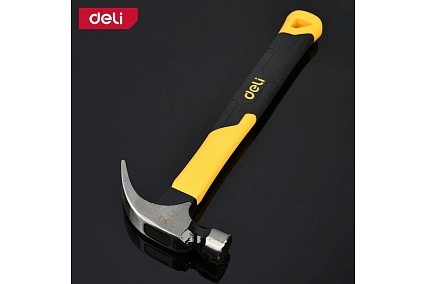 Молоток-гвоздодер Deli DL5002F 450гр, магнит, противоскользящий боек, фибергласовая рукоять 168272