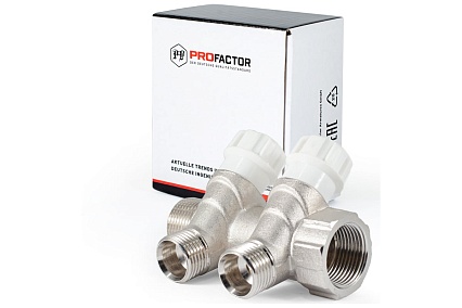 Коллектор с регулировочными вентилями PROFACTOR в/н 3/4" х 2 вых 1/2"нар PF MV 268.2