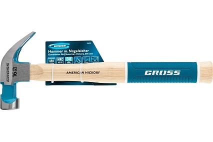 Молоток-гвоздодер Gross American hickory 450г, угол 45, магнит, обрезиненная рукоятка 10415
