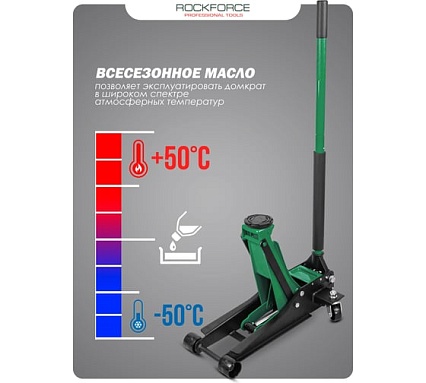 Домкрат подкатной гидравлический двухпоршневой Rockforce 3т (h min 85мм, h max 430мм) RF-T830018 HT(58628)