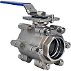Кран шаровой DN.ru BV3232P(3pc)-FP-SW-ISO-H Ду40 Ру63 полнопроходной, под приварку, материал корпуса - нержавеющая сталь SS316, с ISO-фланцем и рукояткой
