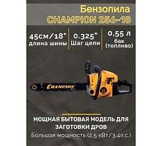 Бензопила Champion 256-18&quot;-0,325-1,5-72 A256-18 + подарочный набор
