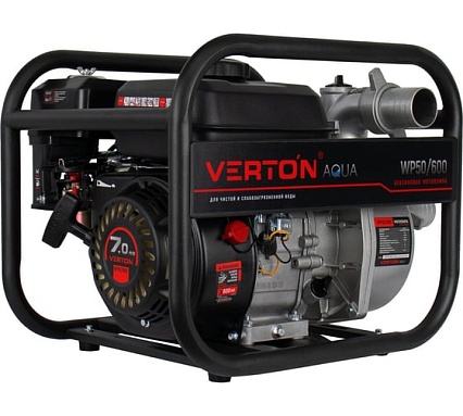 Мотопомпа Verton WP 50/600 7л.с/212см3, 50мм/2", 600л/мин, 36м3/ч, h8м/26, d8мм 01.17548.17552