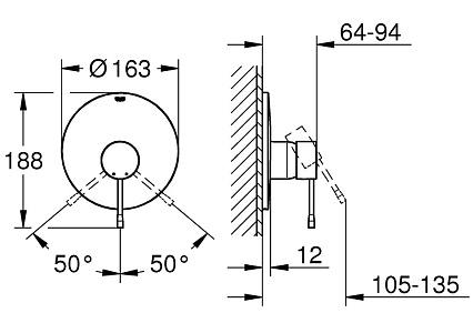 Смеситель для душа Grohe Essence+ 19286001 внешняя часть