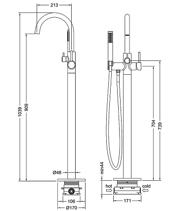 Напольный смеситель Timo Saona 2310/03Y-CR с душем, черный