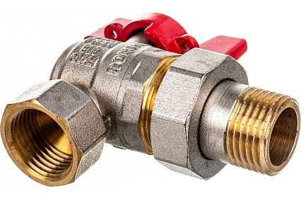 Шаровой кран угловой с американкой Rommer 1/2", ВН/НР, RBV-0006-0610215, RG008UB5BNBF2A