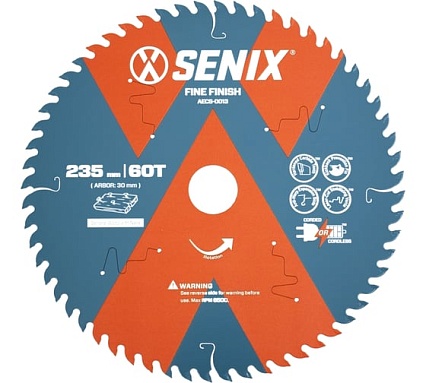 Диск пильный по дереву 235х30 мм, 60Т SENIX AECS-0013
