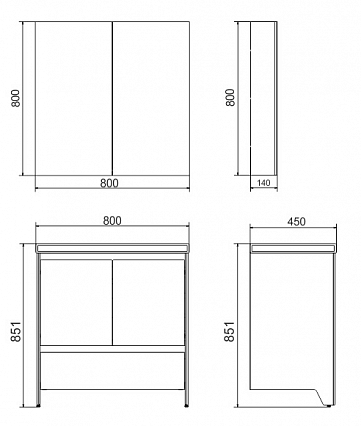 Мебель для ванной Velvex Klaufs 80 см напольная, 1 ящик, белый глянец/дерево шатанэ