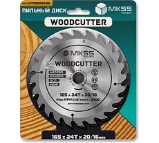 Диск пильный по дереву MKSS Toolbox Woodcutter WC1650 165x24Тх20/16 мм WC16502420