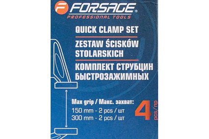 Комплект струбцин быстрозажимных Forsage 4 предмета (6 2шт, 12 2шт) F-38404(60271)