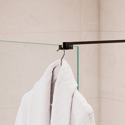 Душевая перегородка RGW Walk In WA-210B 100x195 с крючком для полотенца/халата, черный, прозрачное 351021010-14 Душевая перегородка RGW Walk In WA-210B 100x195 с крючком для полотенца/халата, черный, прозрачное 351021010-14