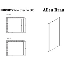Боковая стенка Allen Brau Priority 80x200 см 3.31014.BA прозрачная, серебро браш