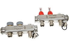 Коллектор в сборе Royal Thermo нержавеющая сталь, с расходомерами 1 ВР-3/4 НР, 2 выхода НС-1080948