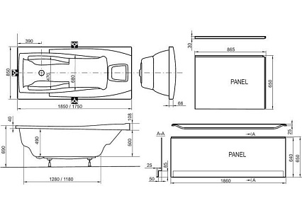 Фронтальная панель Ravak You 185x64.5 CZ011Z0A00