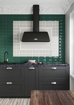 Керамическая плитка Kerama Marazzi Клемансо зелёный грань 7.4х15 см, 16058