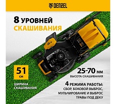 Бензиновая газонокосилка Denzel glr-510sp-zs 58825