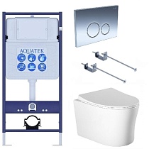 Подвесной унитаз SET Aquatek Ника-018 4в1, кнопка хром