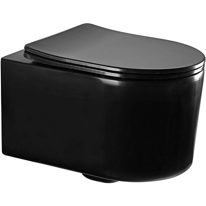 Подвесной унитаз SET Aquatek Мия-MB-045 4в1, кнопка черный матовый