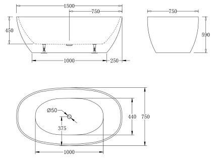 Акриловая ванна BelBagno BB81-1500-W0 150x75