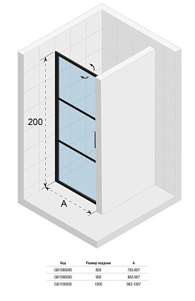 Душевая дверь Riho Grid GB101 90x200 G004002121