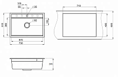 Кухонная мойка Granula Kitchen Space KS-7301 73 см шварц