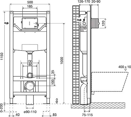 Инсталляция для унитаза OLI 120 ECO Sanitarblock mechanic 879236