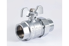 Шаровой кран PROFACTOR PF STANDARD с полусгоном хром, в/н ручка бабочка, 1 дюйм PF UBV 326CW