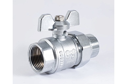 Шаровой кран PROFACTOR PF STANDARD с полусгоном хром, в/н ручка бабочка, 1 дюйм PF UBV 326CW