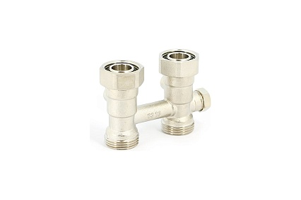 Прямой узел Uni-Fitt НВ 3/4"EK х 3/4"EK радиаторный, со встроенными кранами и байпасом 190N3300