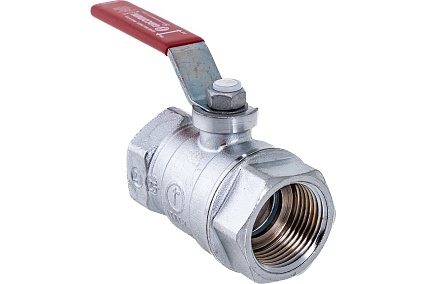 Шаровой кран Giacomini R250D 1", внутренняя/внутренняя, ручка-рычаг красный, хромированный R250X005
