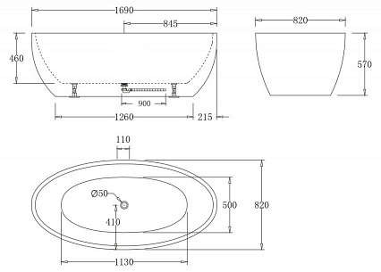 Акриловая ванна BelBagno BB69-1700-W0 170x82 см