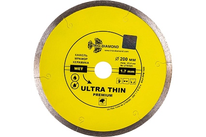 Диск алмазный отрезной Сплошной Ультратонкий Ultra Thin hot press (200х25.4 мм) TRIO-DIAMOND UTW505
