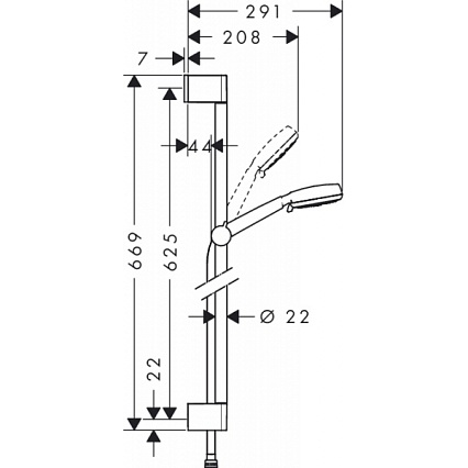 Душевой гарнитур Hansgrohe Crometta 100 Vario 26651400 хром/белый