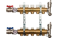 Распределительный коллектор из латуни без расходомеров 5 вых. STOUT SMB 0468 000005
