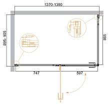 Душевой уголок Cezares Bellagio 140x90 BELLAGIO-AH-1-140/90-C-BORO прозрачный, брашированное золото