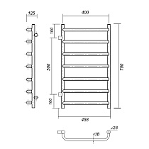 Полотенцесушитель водяной Domoterm Стефано П7 400x700-500 АБР с боковым подкл., античная бронза