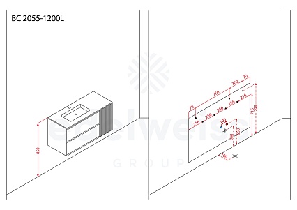 Тумба с раковиной Orans BC-2055-1000L 100 см Matt Deep