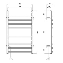 Полотенцесушитель электрический Domoterm Аврора DMT 109-10 50x90 EK ТЭН слева, хром