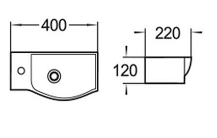 Раковина WeltWasser WW AISBACH 7940 GL-WT L 40 см, левая 10000008686 белый глянец