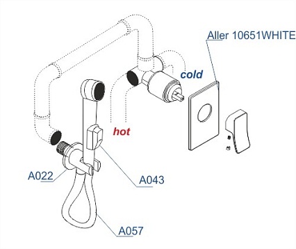 Смеситель для биде WasserKRAFT Aller A010657WHITE со шлангом 120 см