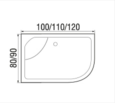 Поддон для душа Wemor 100/80/44 100x80 правый, 10000006114