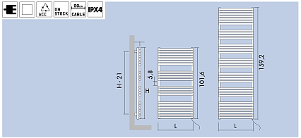Полотенцесушитель электрический Antrax VP22 48.5x101.6 черный матовый, ETVP22048100T/NEOP