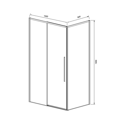 Душевой уголок Vincea Слим-Н (Slim-N) VSR-4SN9014CGGM 140x90 вороненая сталь, стекло тонированное