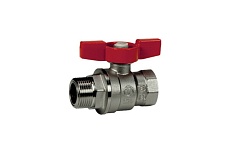 Шаровой кран Giacomini 1 1/4, ВН, ручка-бабочка красная, хромированный R854 R854X026