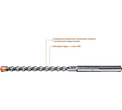 Бур SDS-Max (35х670 мм; 4 резца) по бетону Зубр 29350-670-35_z01
