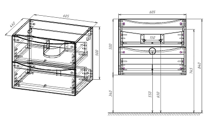 Тумба с раковиной Vincea Mia 60 см V.Oak