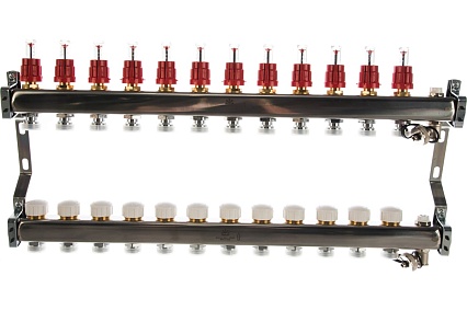 Коллекторный блок для теплого пола 1x3/4EU отв.-12 Gekon GK 72112